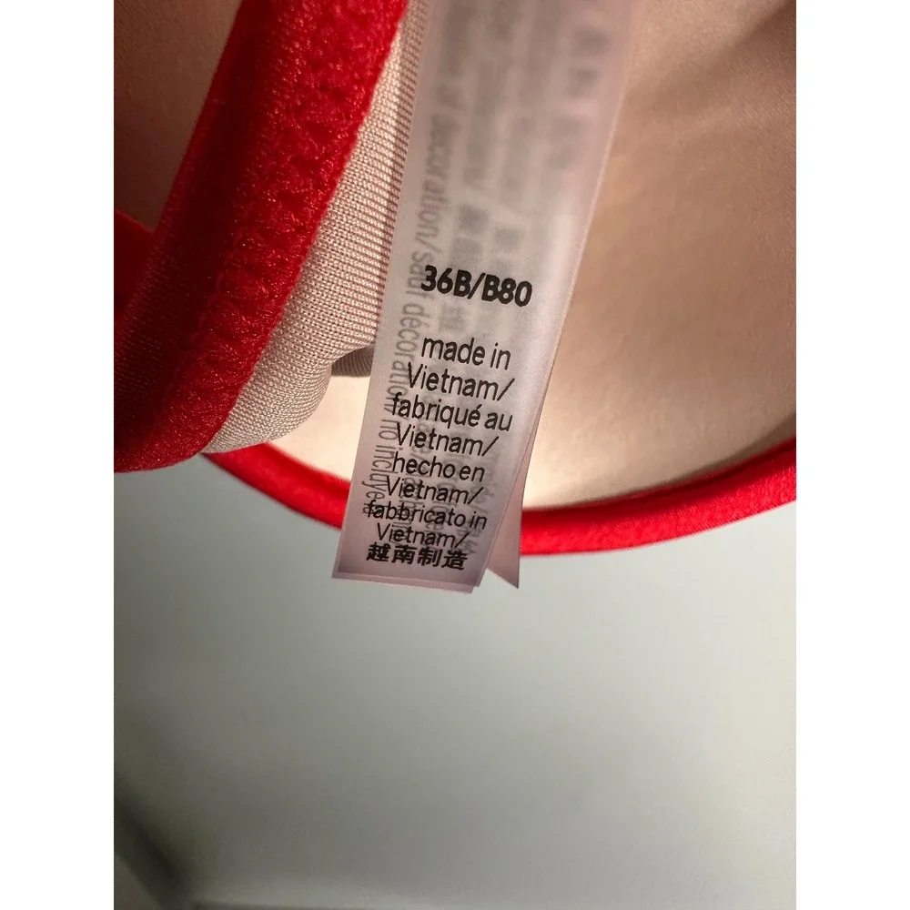 Victoria's Secret Red Rhinestone Strap Push Up‎ Bra Bikini Swim Top 36B